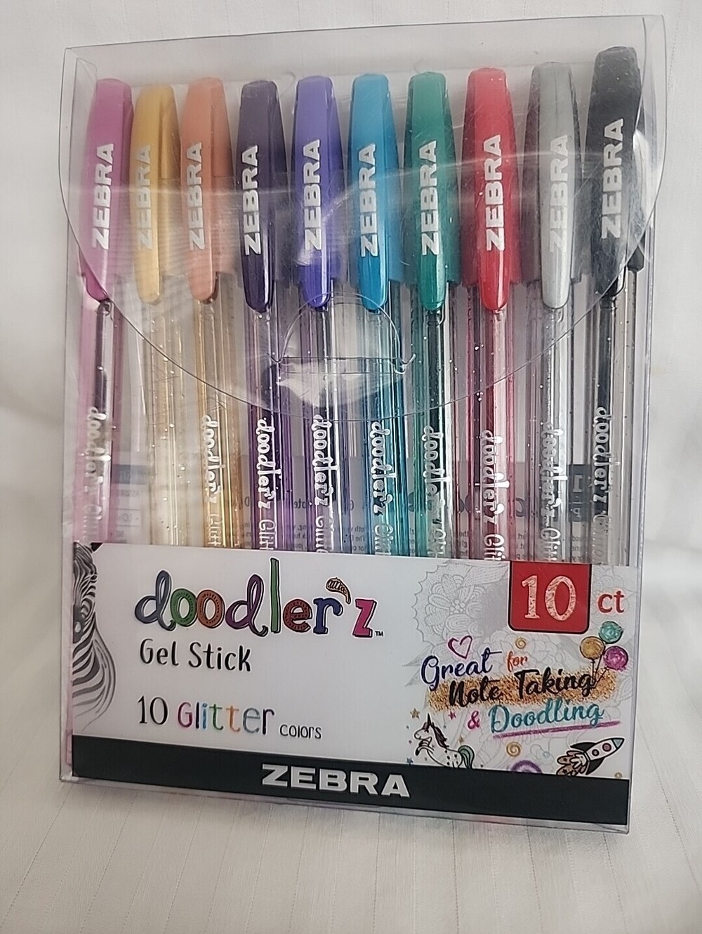 Doodler'z Gel Stick 10 Glitter Pens Zebra NEW